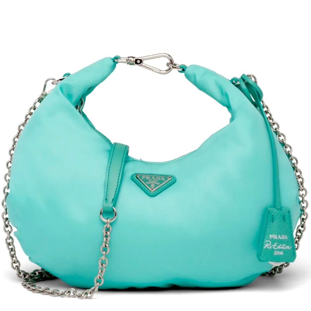 Rare & Authentic Prada Re-Edition 2005 Nylon Bag in Jade Green Like Tiffany Blue - Picture 12 of 16